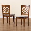 Baxton Studio Mael Modern and Contemporary Grey Fabric and Walnut Brown Finished Wood 2-Piece Dining Chair Set 183-10542-Zoro